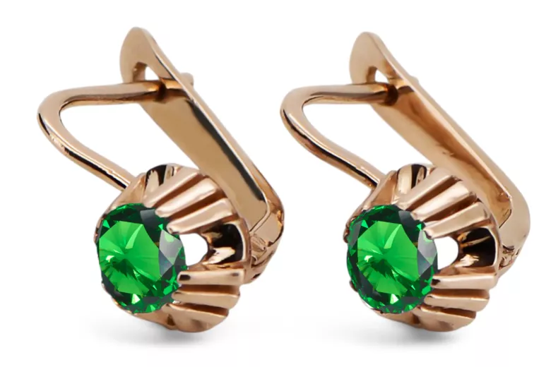 Earrings Vintage Jewlery Emerald Original Vintage 14K Rose Gold vec027r